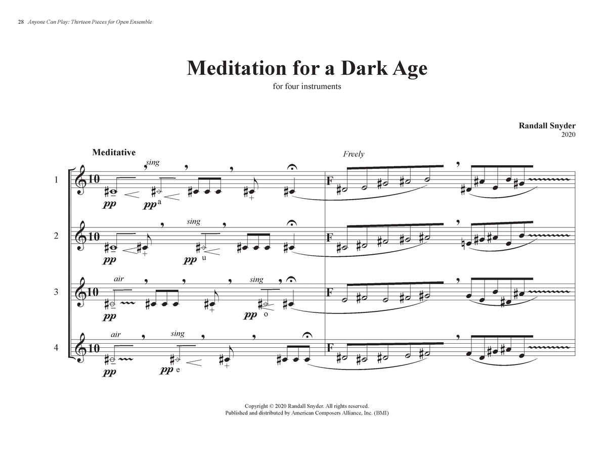 Anyone Can Play: 13 Pieces for Open Ensemble
