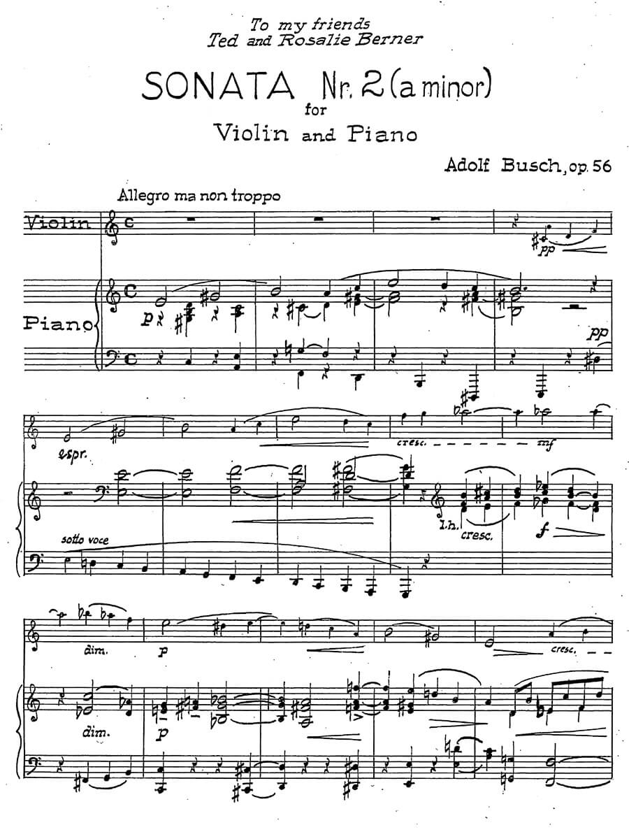 Busch: Violin Sonata No. 2 in A Minor, Op. 56