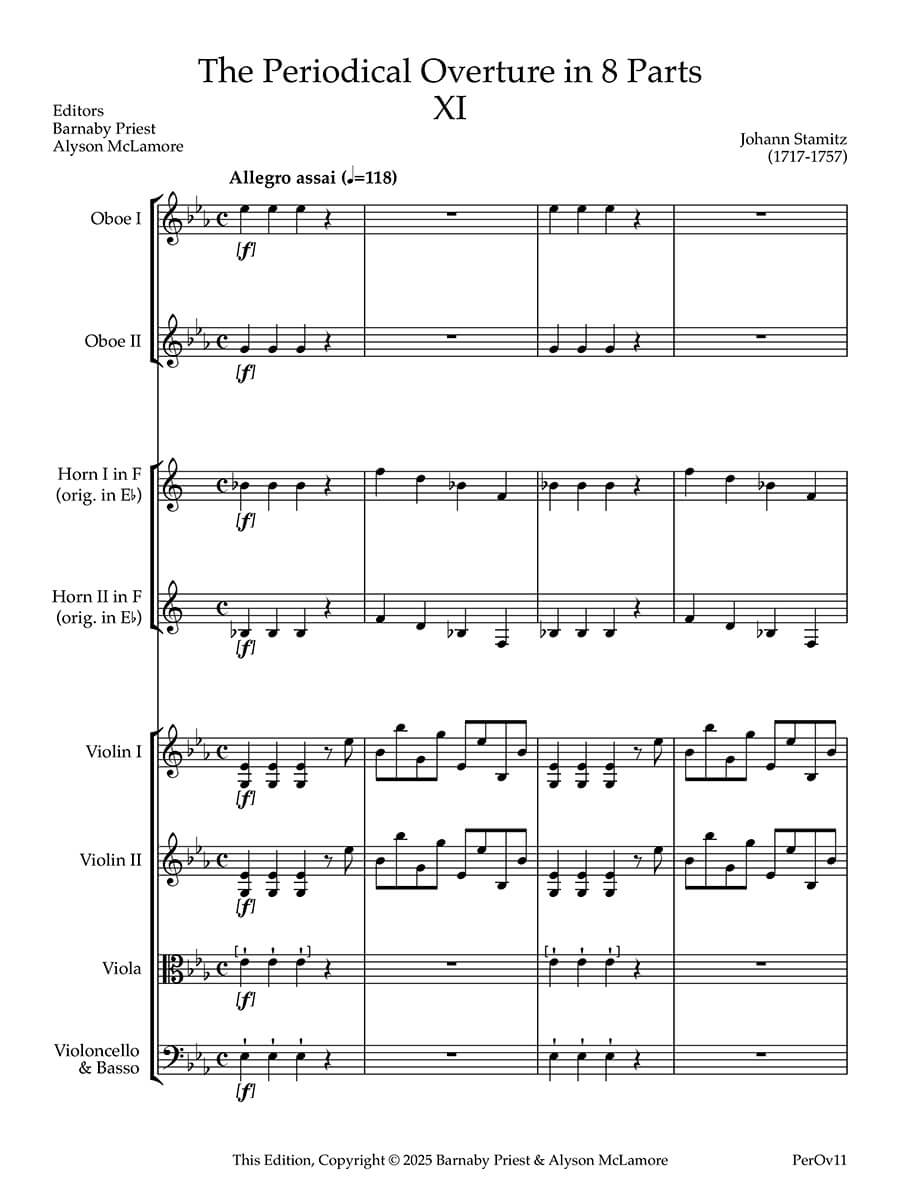 Stamitz: The Periodical Overture in 8 parts No. 11
