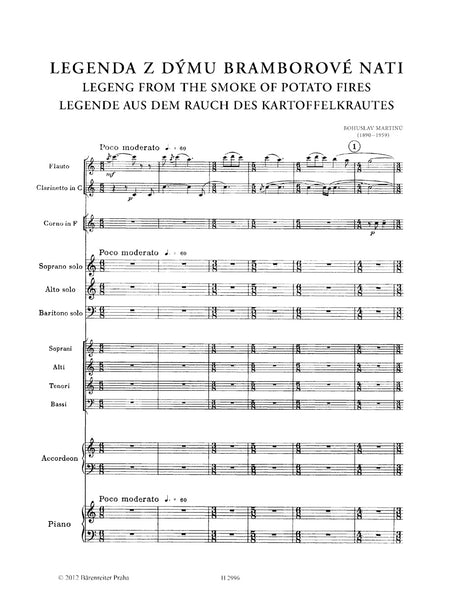 Martinů: Legenda z dýmu bramborové nati, H 360