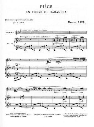Ravel: Pièce en forme de Habanera (arr. for alto sax & piano)