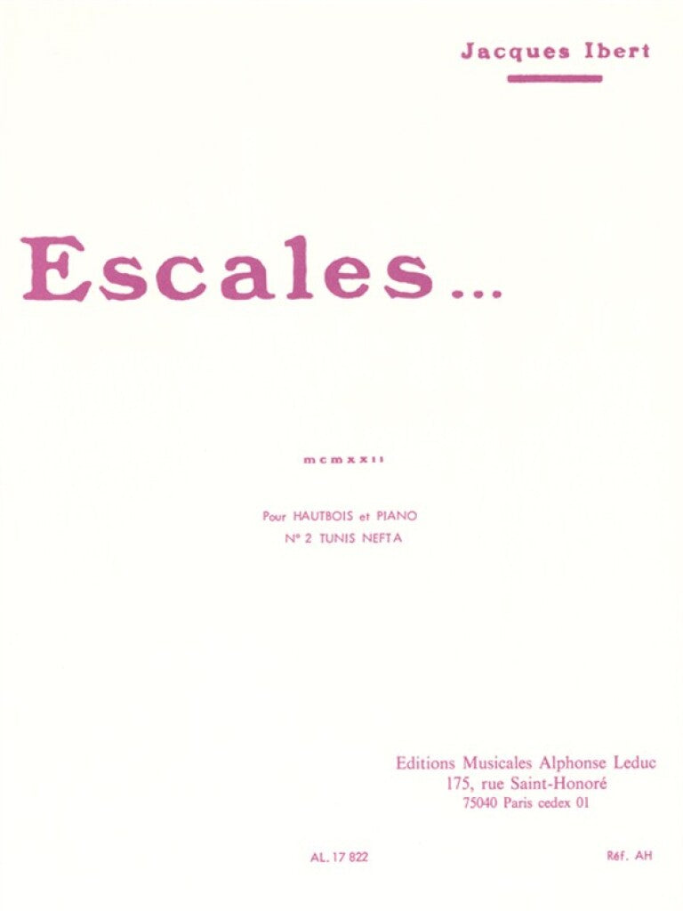 Ibert: No. 2, Tunis-Nefta from Escales (arr. for oboe & piano)