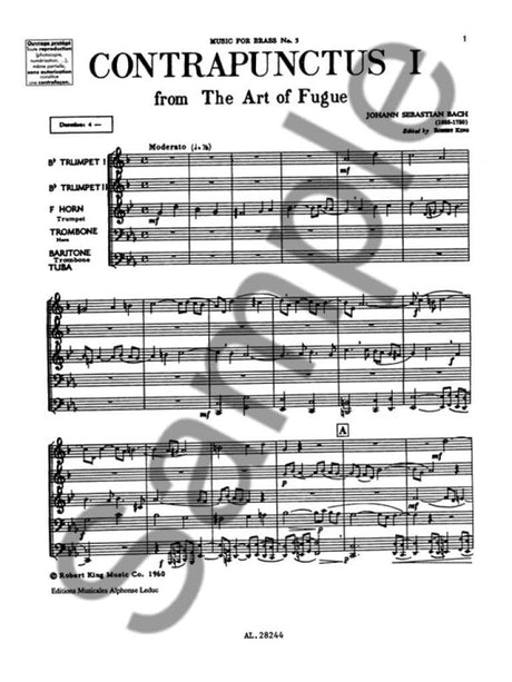 Bach: Contrapunctus I from Art of Fugue (arr. for brass choir)