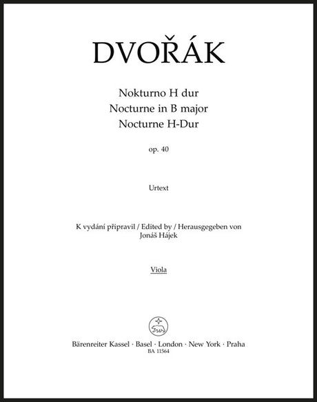 Dvořák: Nocturne in B Major, B. 47, Op. 40