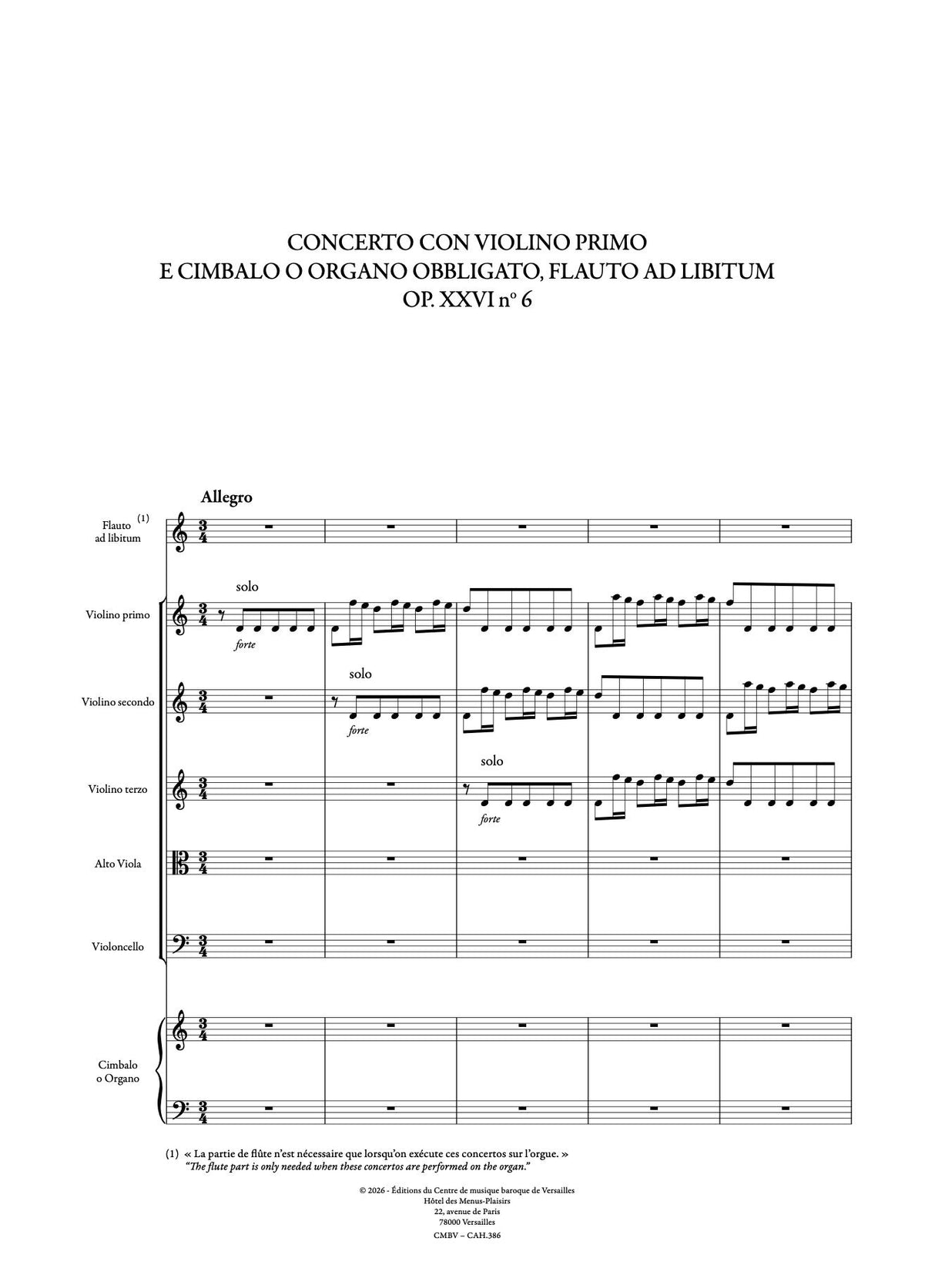 Corrette: Concerto for Violin & Harpsichord, Op. 26, No. 6