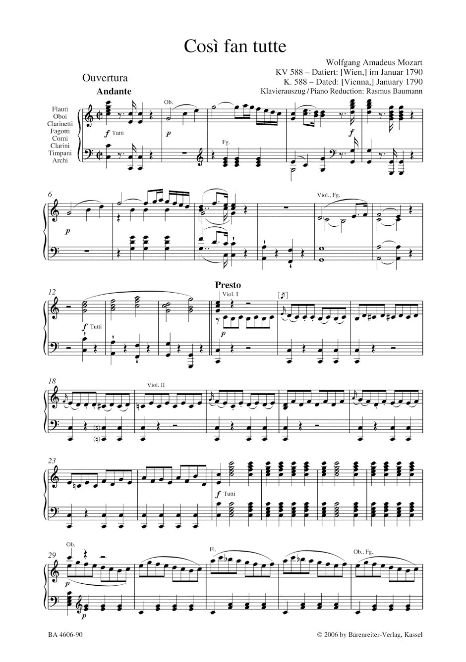 Mozart: Così fan tutte, K. 588 – Ficks Music