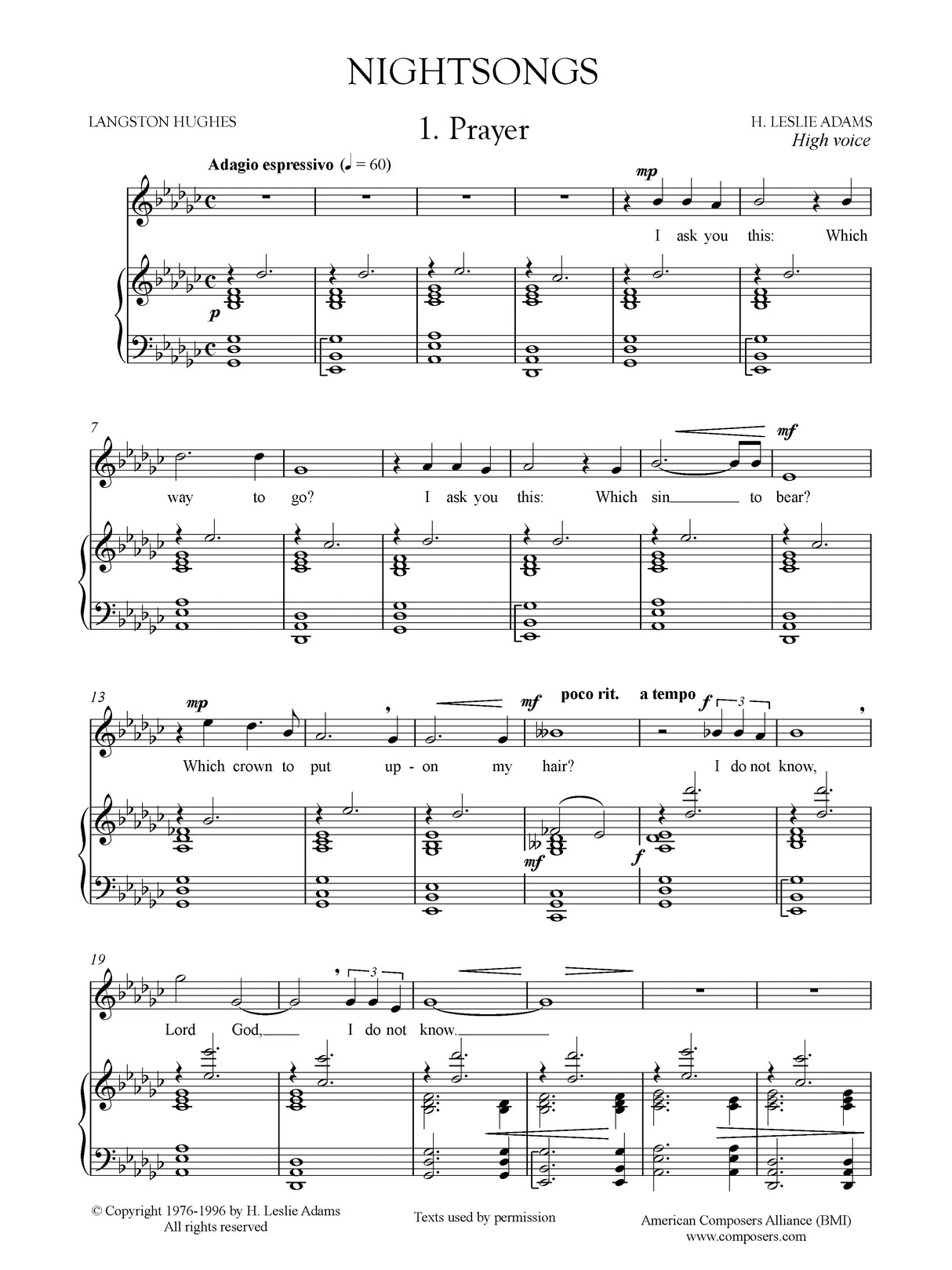 H.L. Adams: Nightsongs