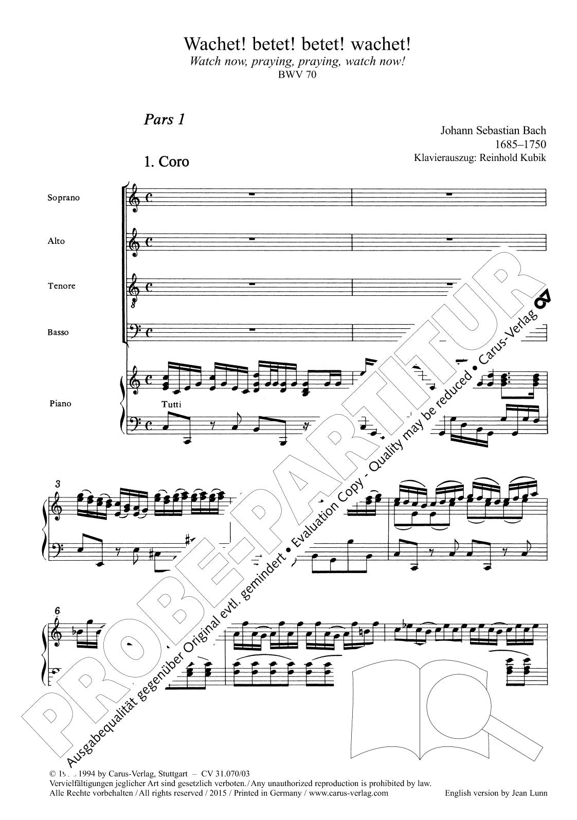 Bach: Wachet! betet! betet! wachet!, BWV 70