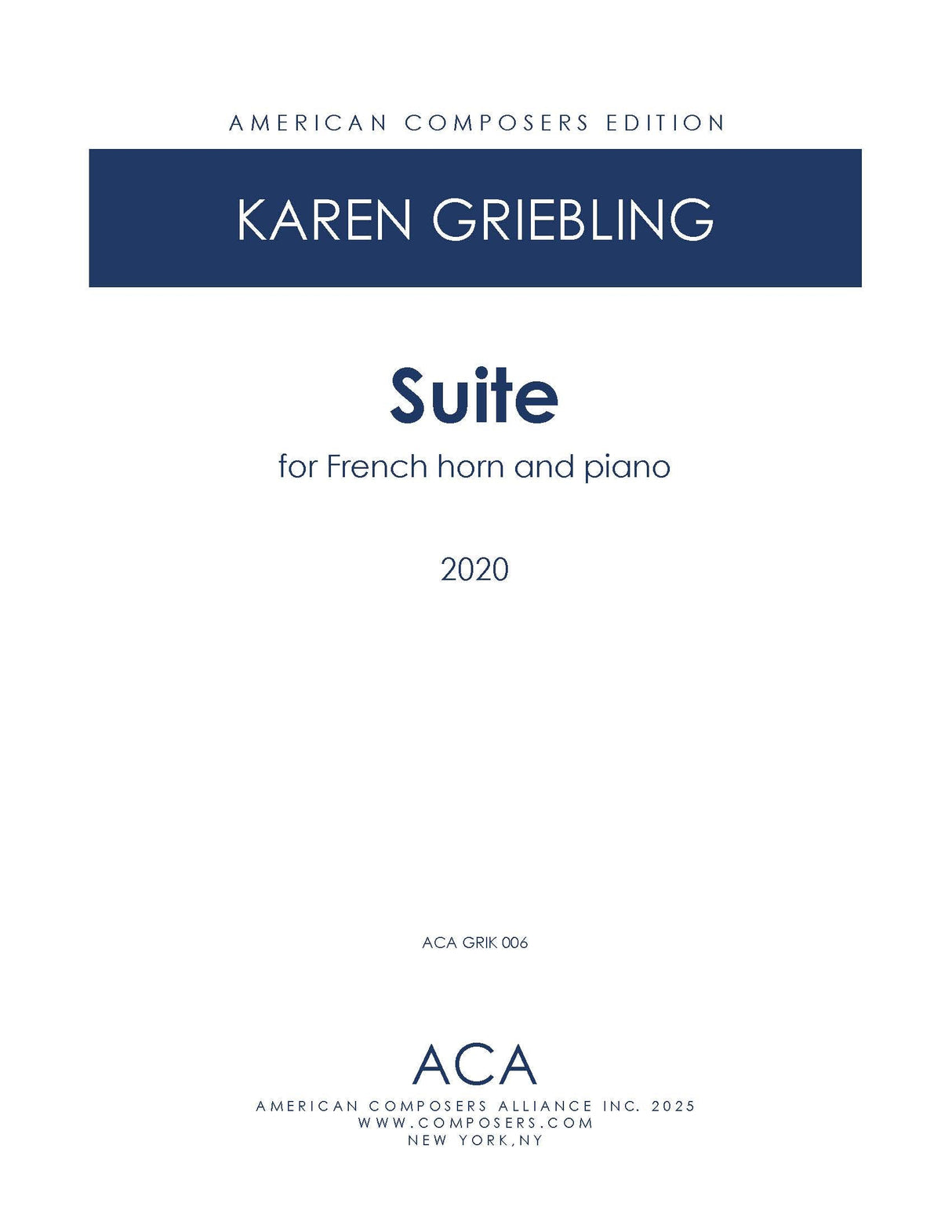 Griebling: Suite for Horn & Piano