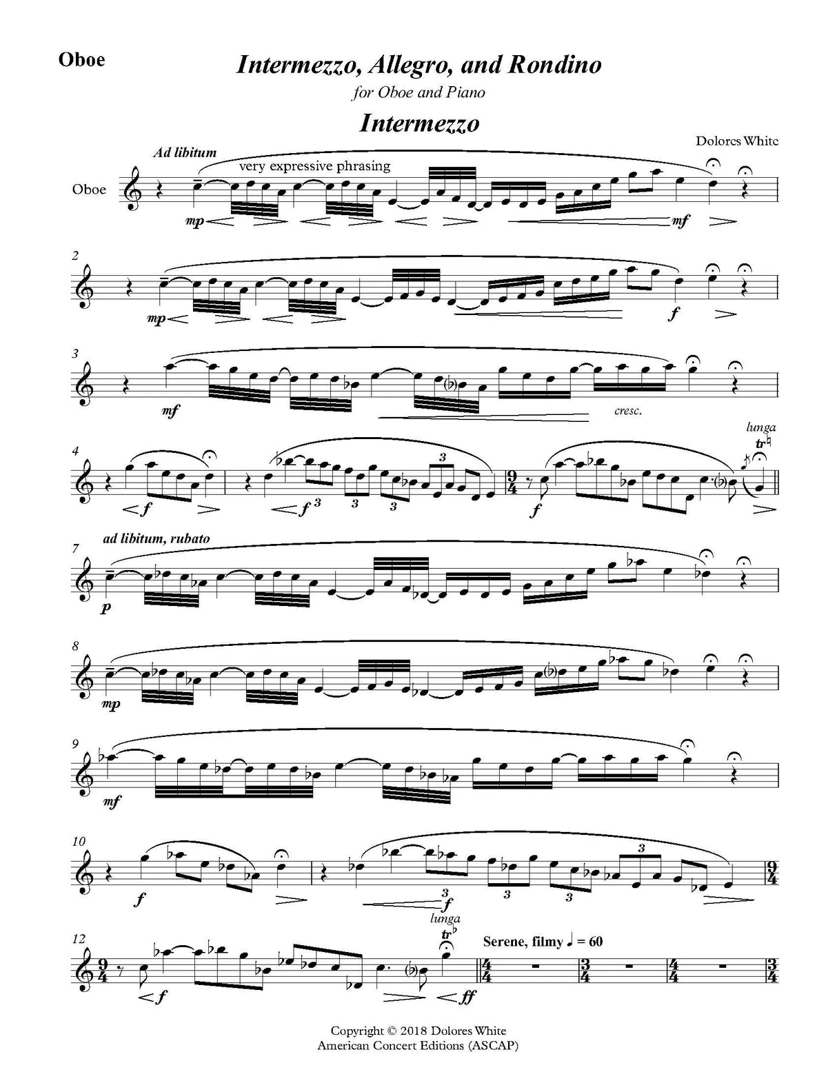 White: Intermezzo, Allegro, and Rondino