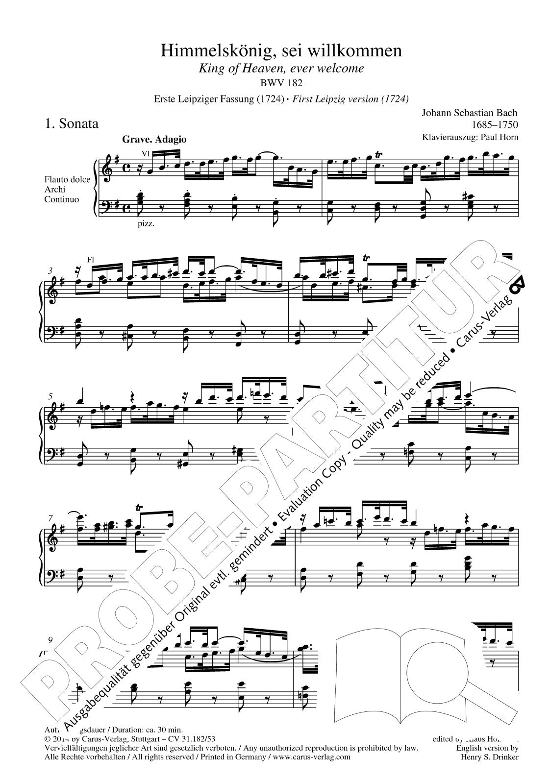 Bach: Himmelskönig, sei willkommen, BWV 182 (First Leipzig version in G Major)