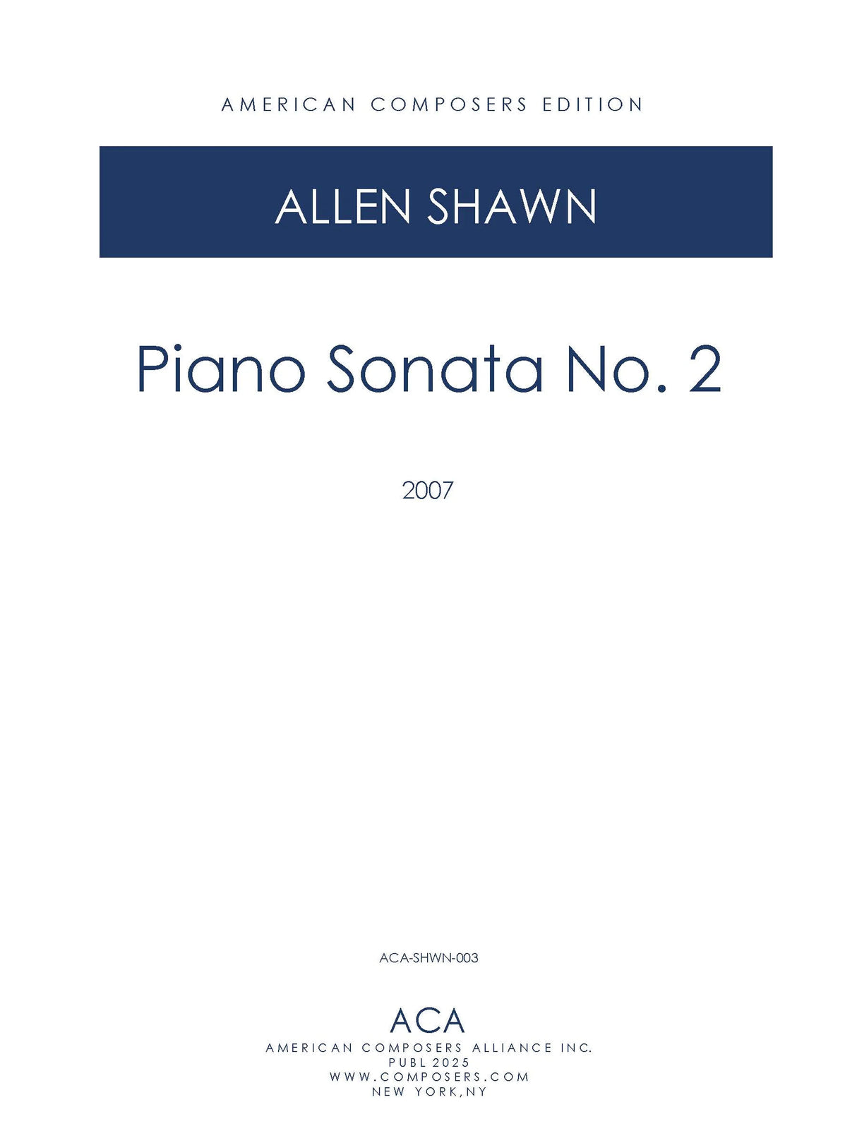 Shawn: Piano Sonata No. 2