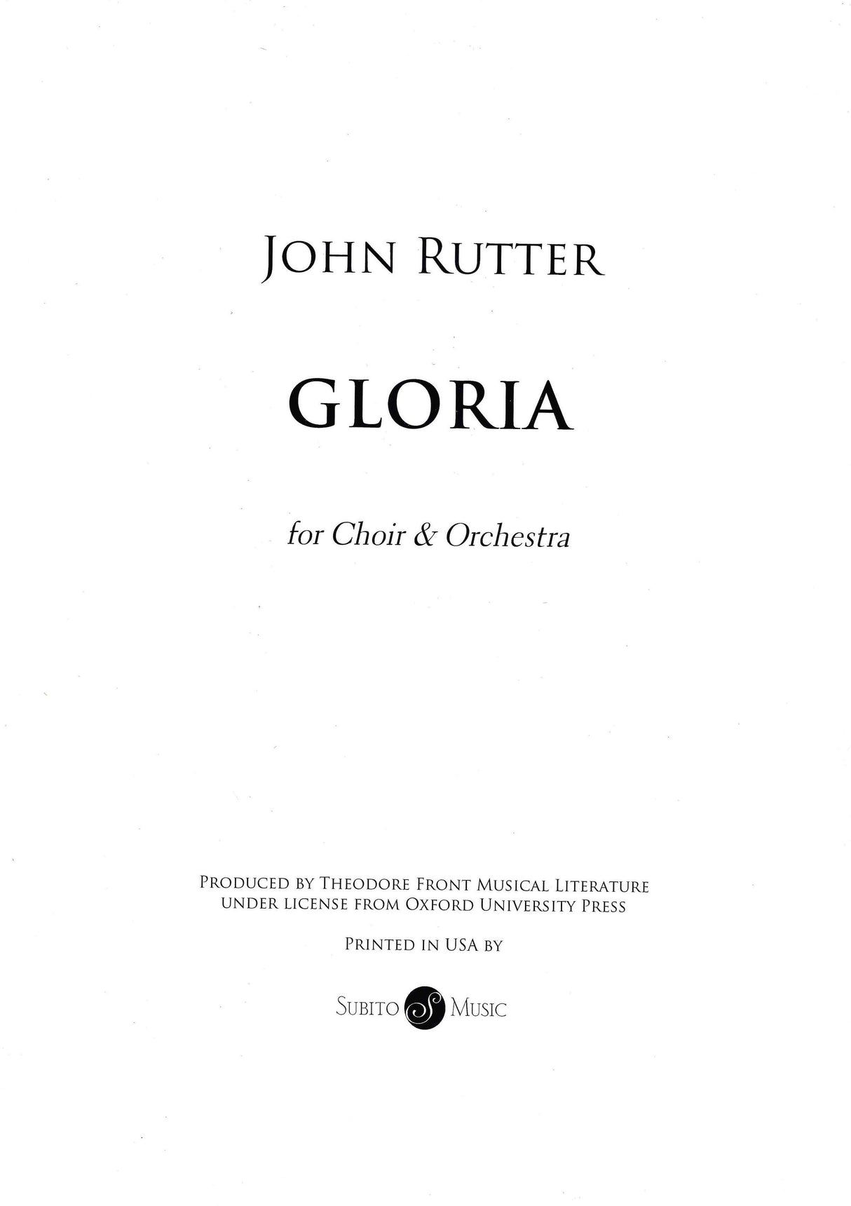 Rutter: Gloria (Version for Orchestra)