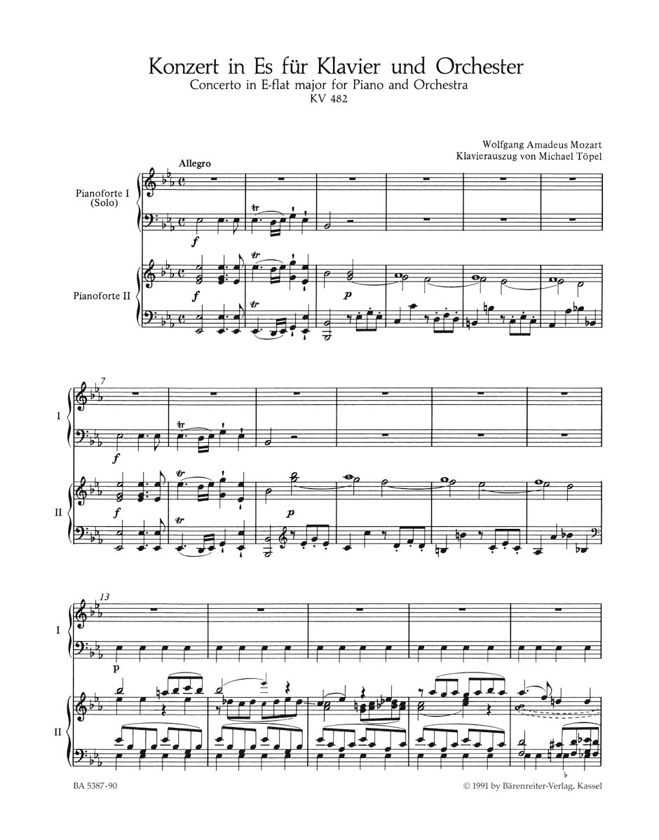 Mozart: Piano Concerto No. 22 in E-flat Major, K. 482 – Ficks Music