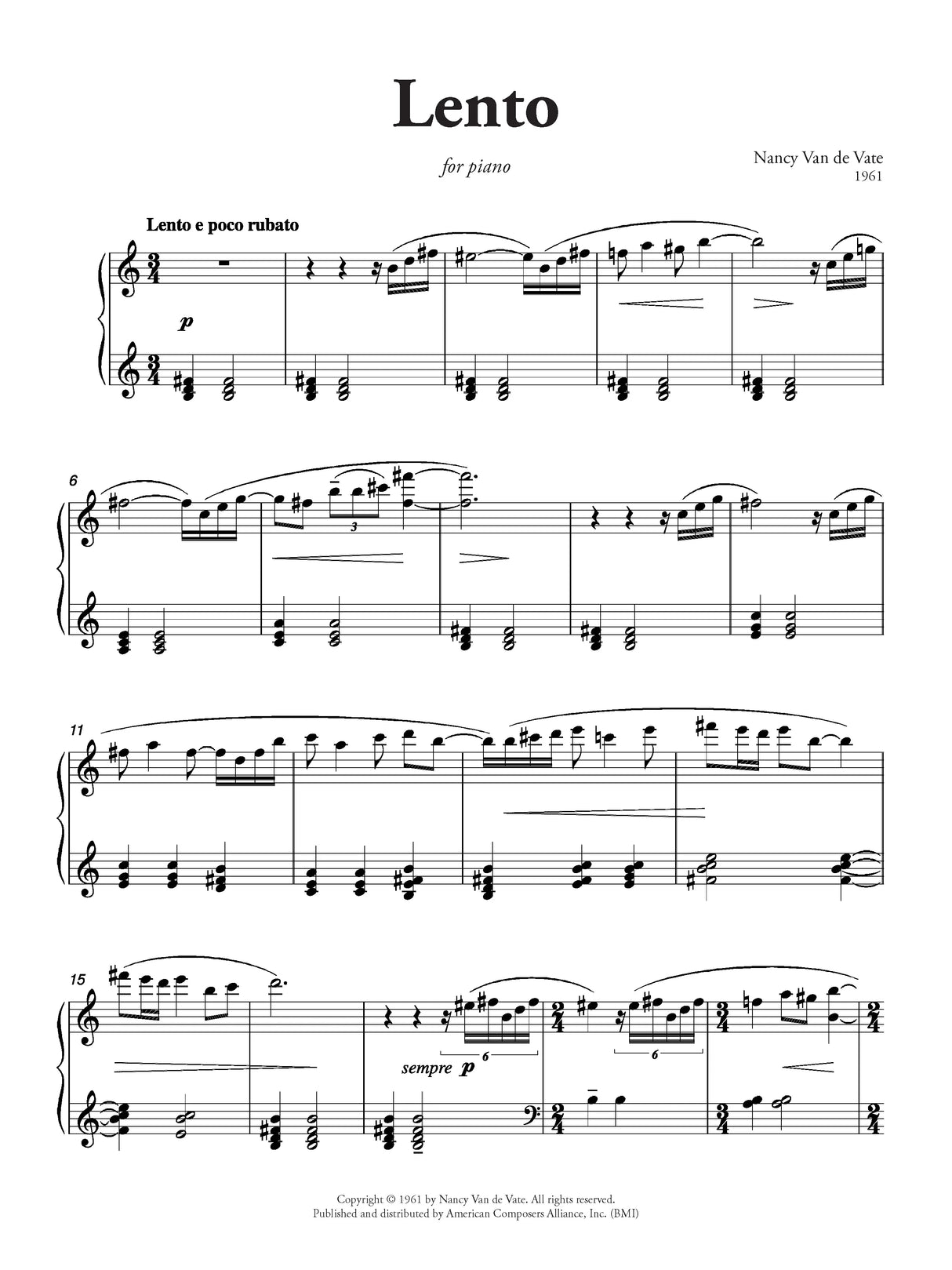 Van de Vate: Lento