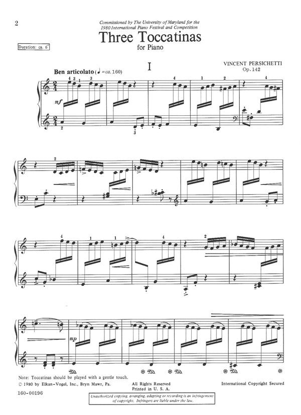 Persichetti: 3 Toccatinas, Op. 142