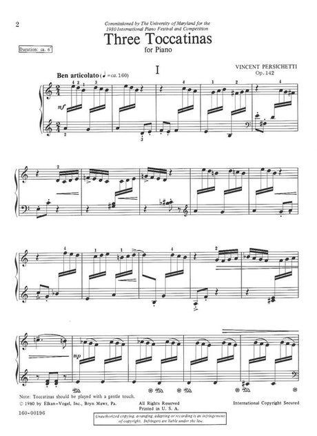 Persichetti: 3 Toccatinas, Op. 142