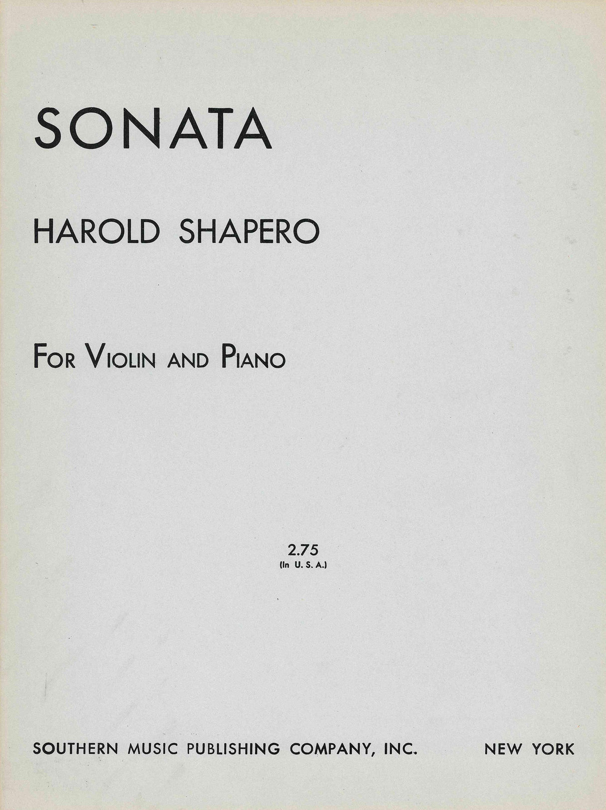 Shapero: Violin Sonata