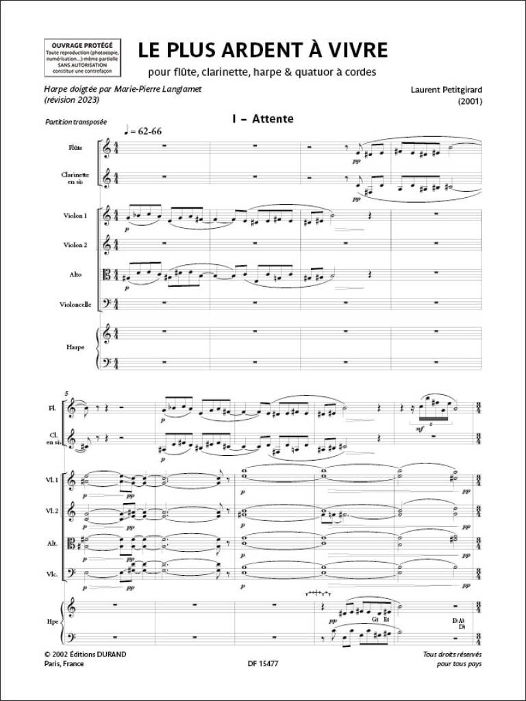 Petitgirard: Le Plus Ardent à Vivre