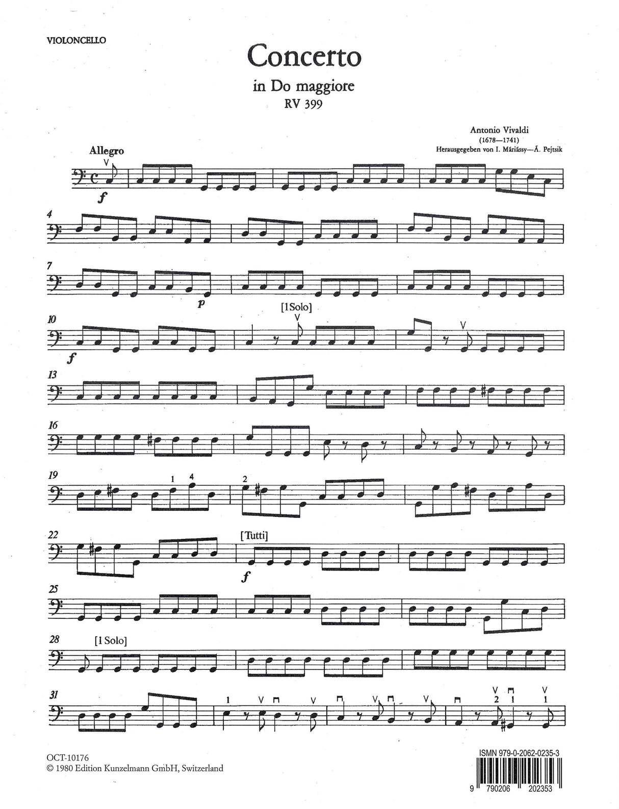 Vivaldi: Cello Concerto in C Major, RV 399