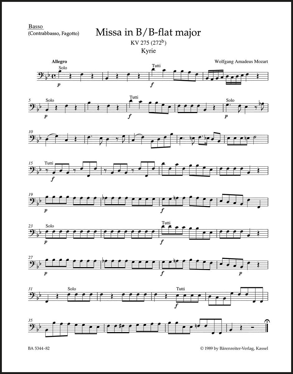 Mozart: Missa brevis in B-flat Major, K. 275 (272b) – Ficks Music