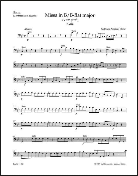 Mozart: Missa brevis in B-flat Major, K. 275 (272b)