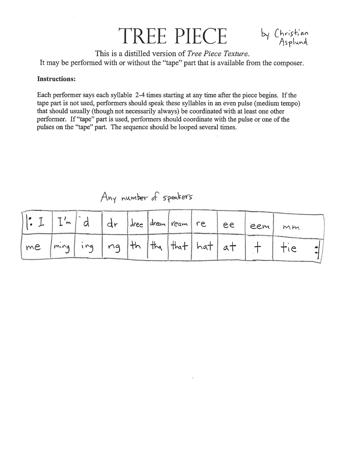 Asplund: Tree Piece
