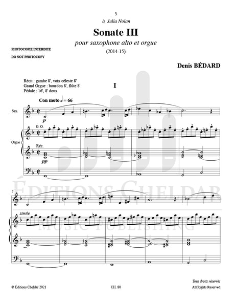 Bédard: Sonata No. 3 for Alto Saxophone and Organ