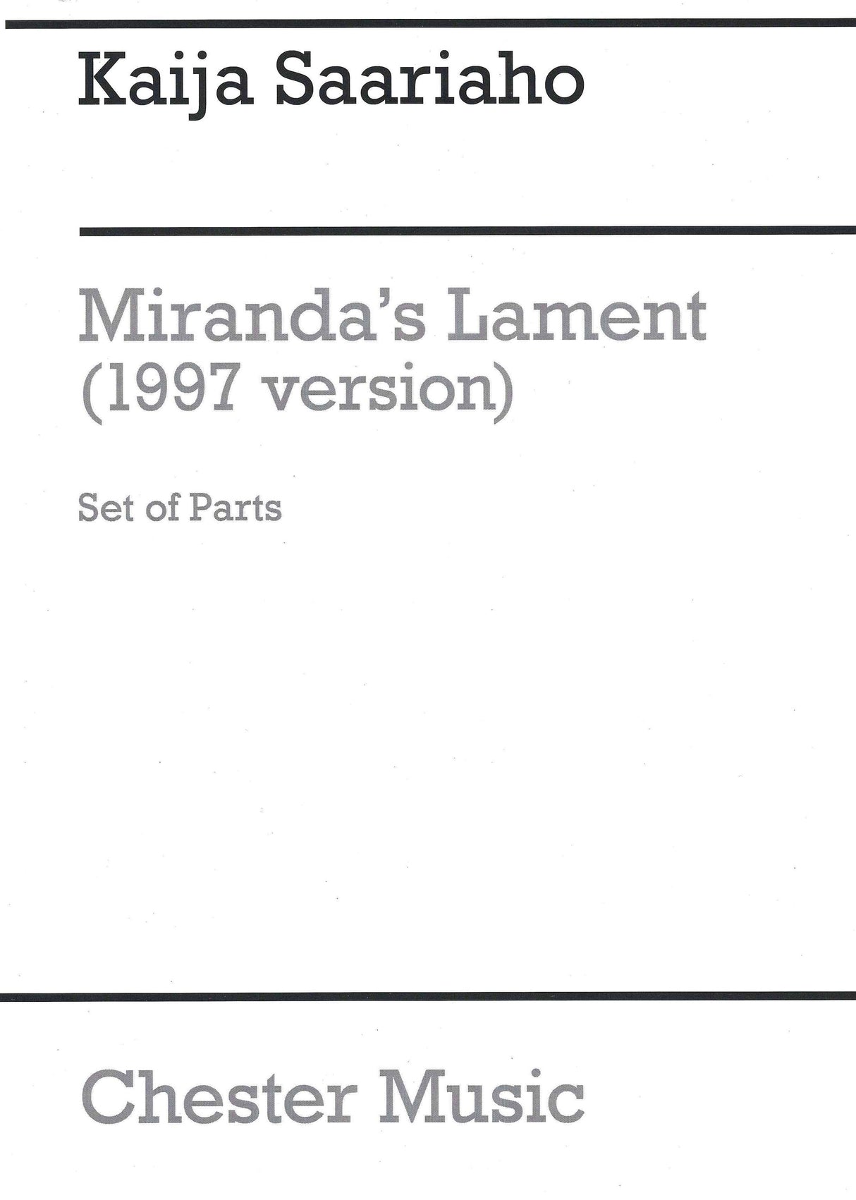 Saariaho: Miranda's Lament (1997 Version)