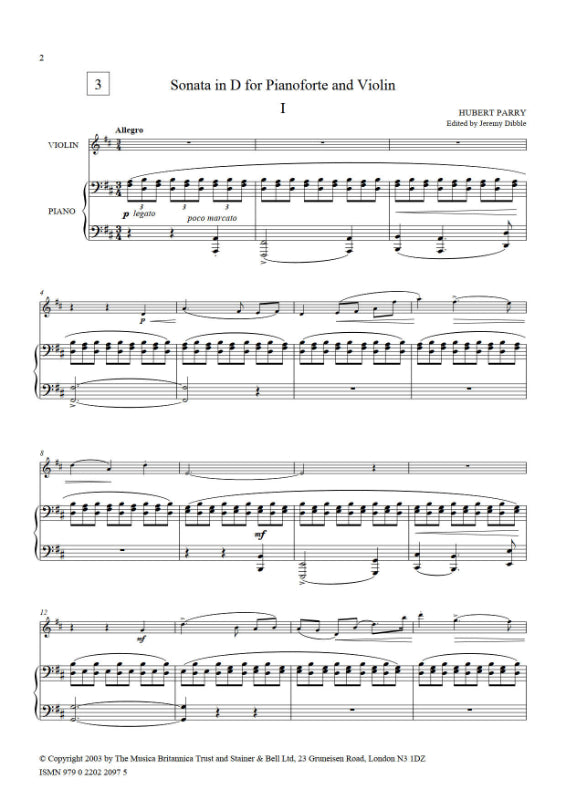 Parry: Violin Sonata in D Major