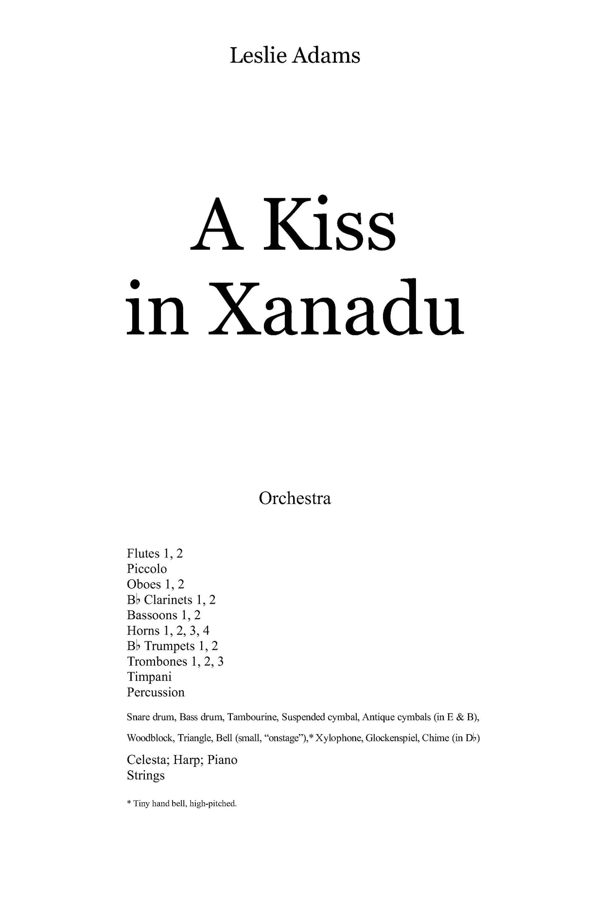 H.L. Adams: A Kiss in Xanadu