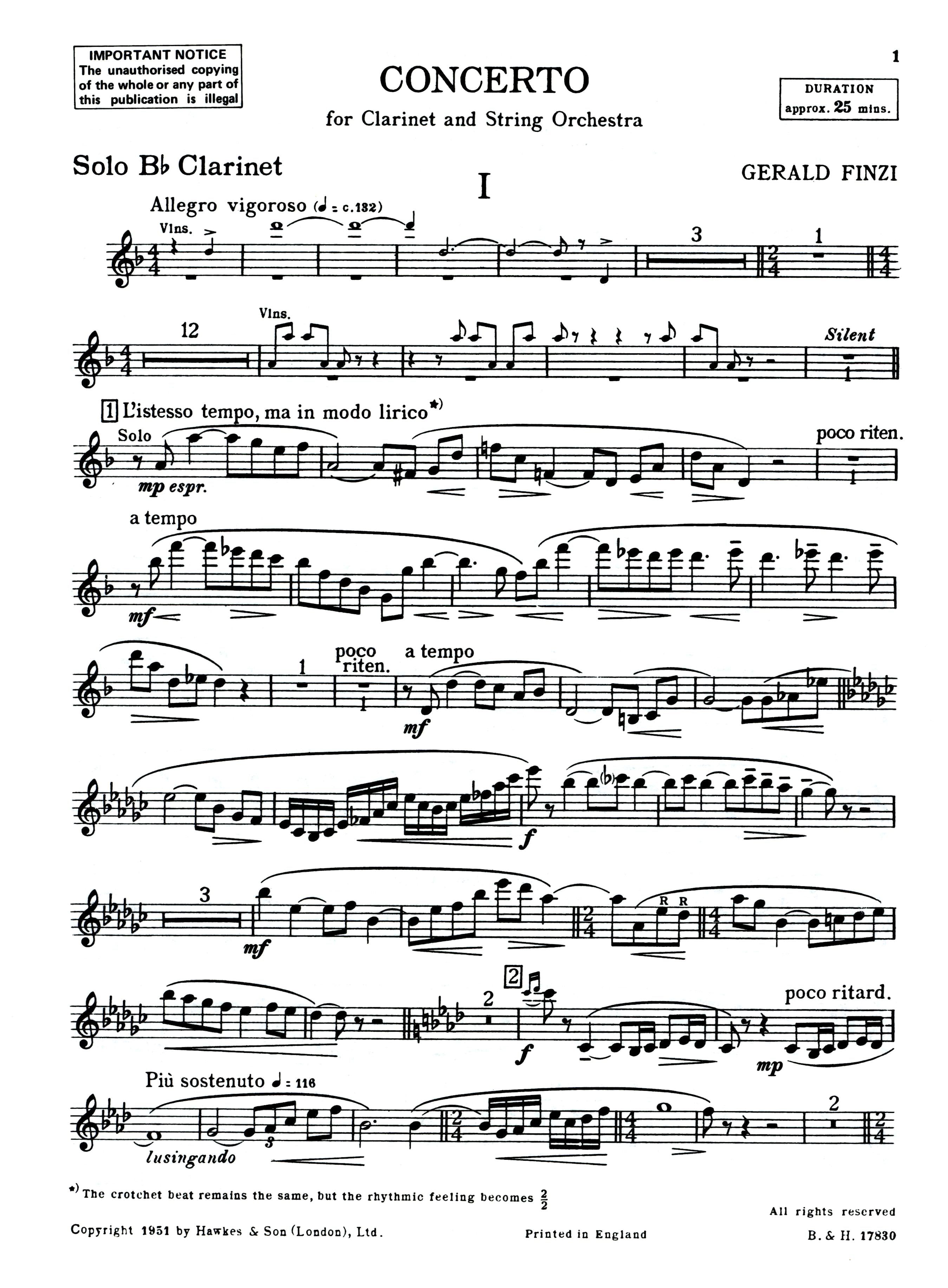 Finzi: Clarinet Concerto, Op. 31 – Ficks Music