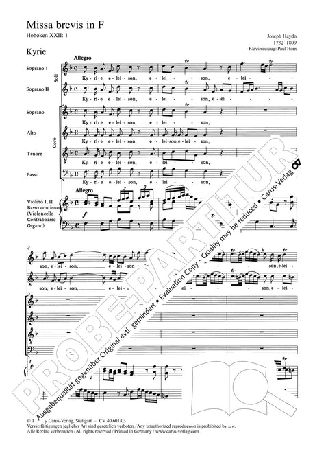 Haydn: Missa brevis in F Major, Hob. XXII:1