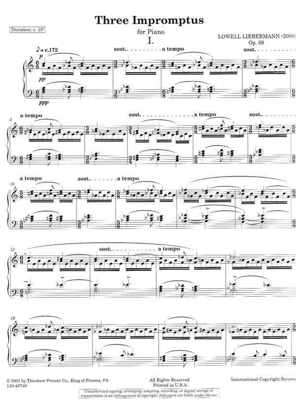 Liebermann: Three Impromptus, Op. 68 – Ficks Music