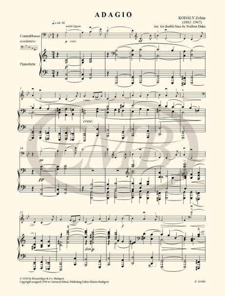 Kodály: Adagio (arr. for double bass & piano)