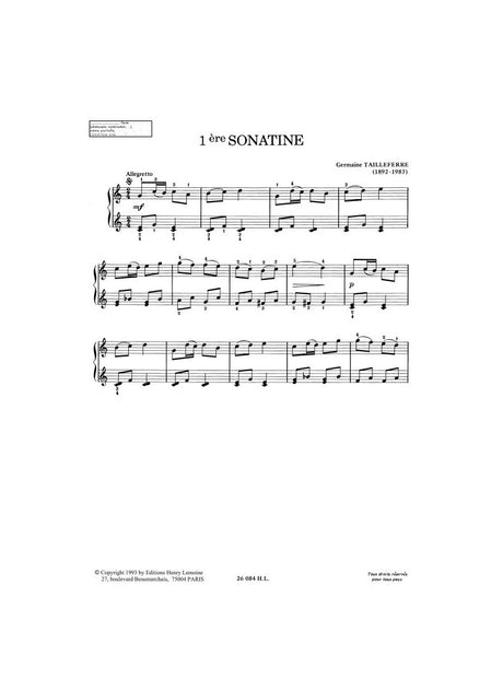 Tailleferre: 3 Sonatinas for Piano