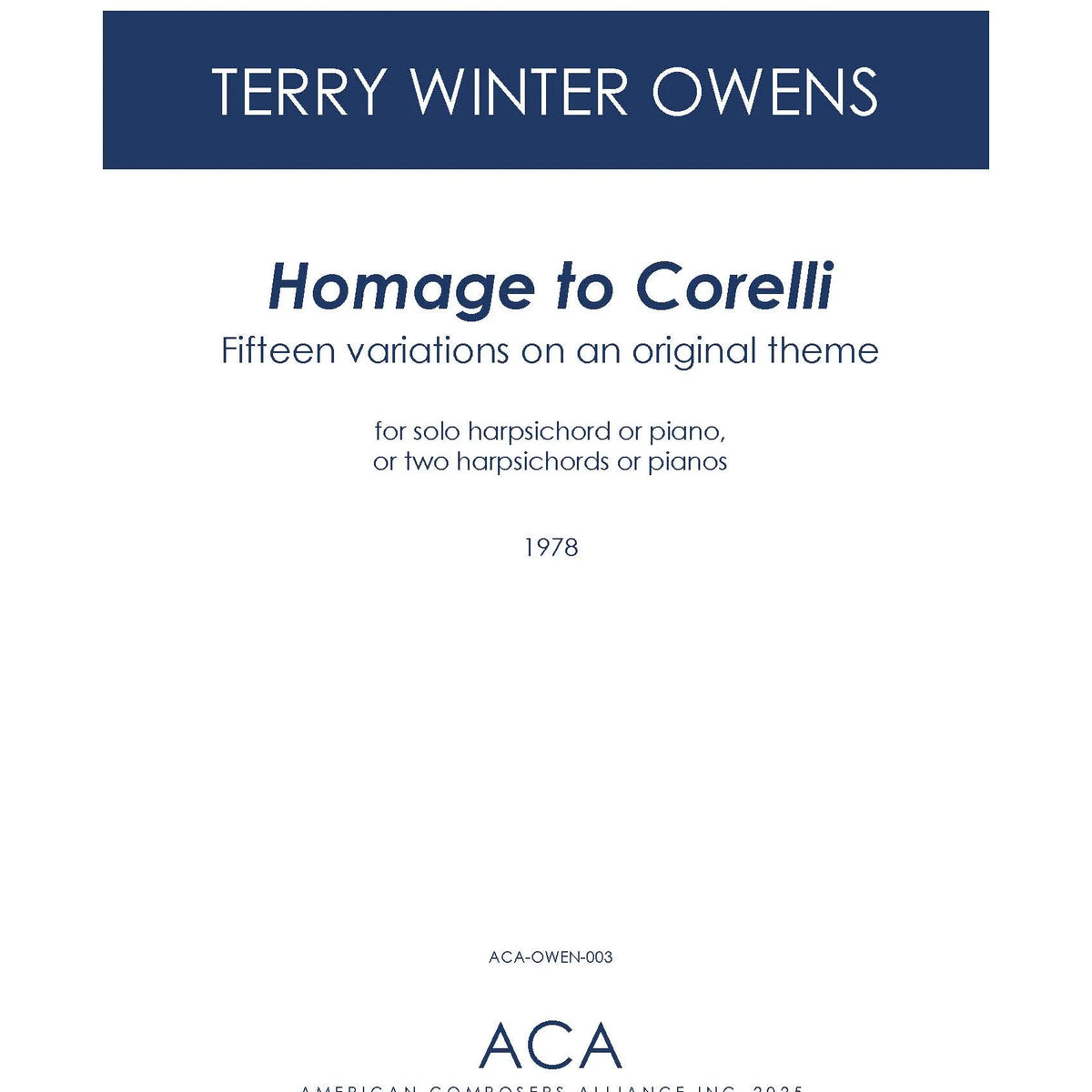 T.W. Owens: Homage to Corelli – Ficks Music