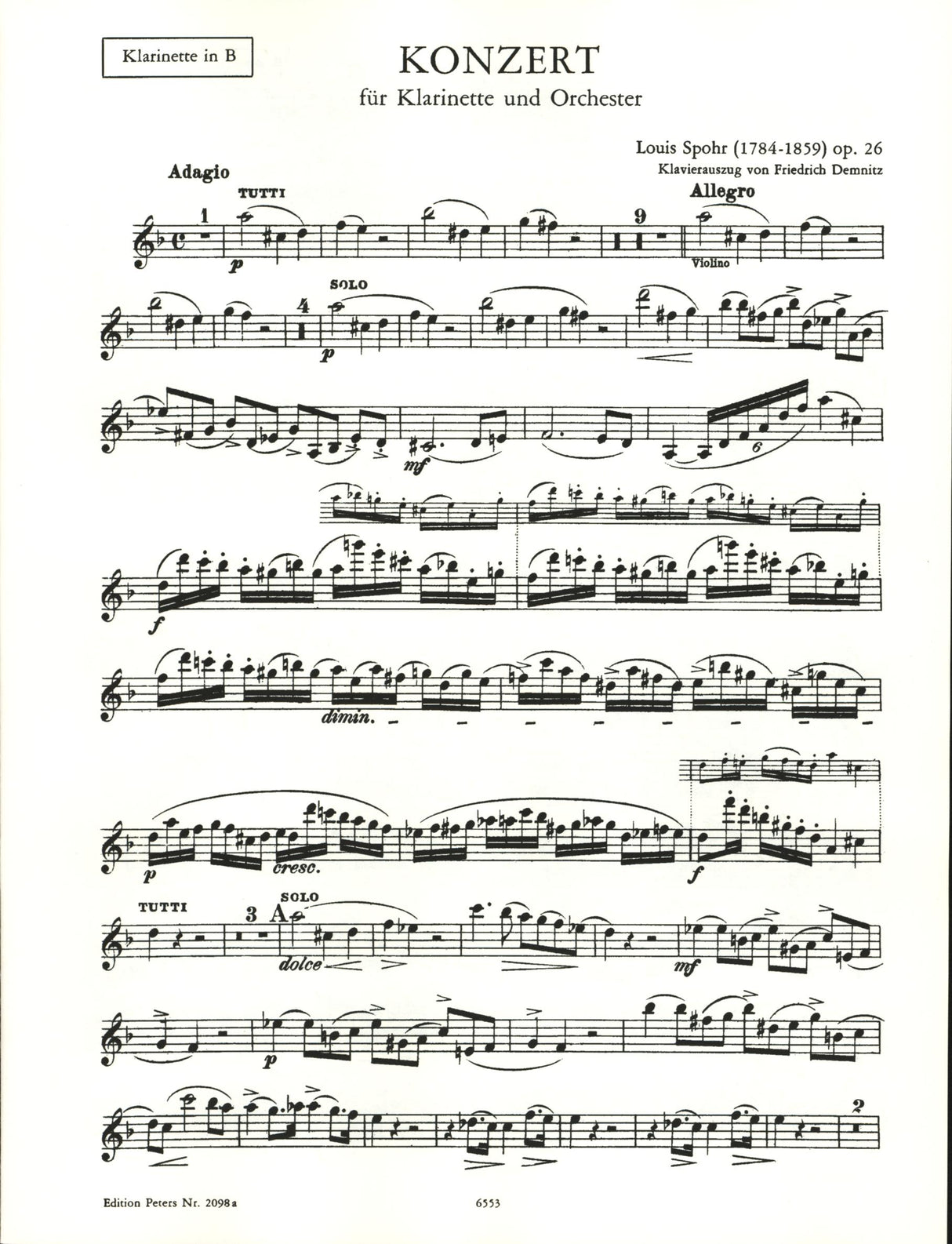 Spohr: Clarinet Concerto No. 1 in C Minor, Op. 26