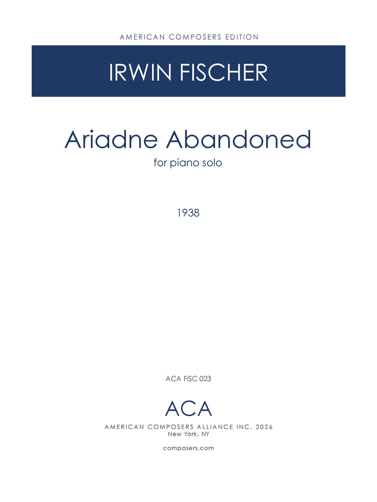 I. Fischer: Ariadne Abandoned (Version for Solo Piano)