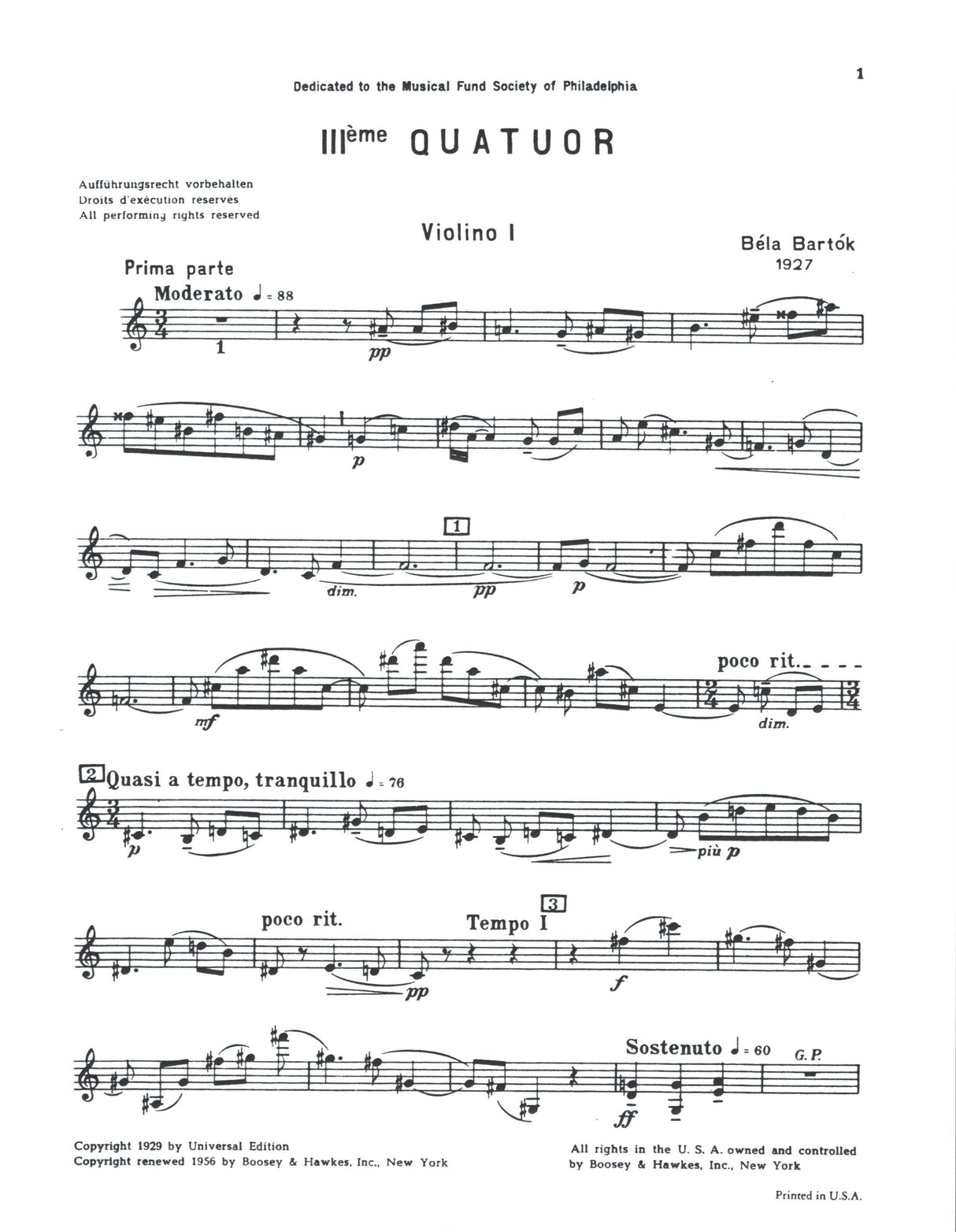 Bartók: String Quartet No. 3