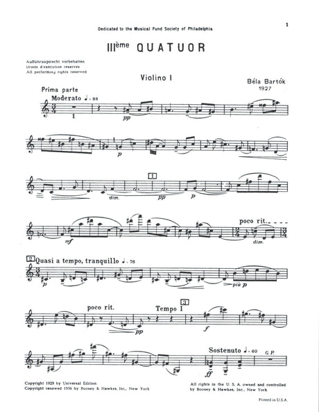 Bartók: String Quartet No. 3