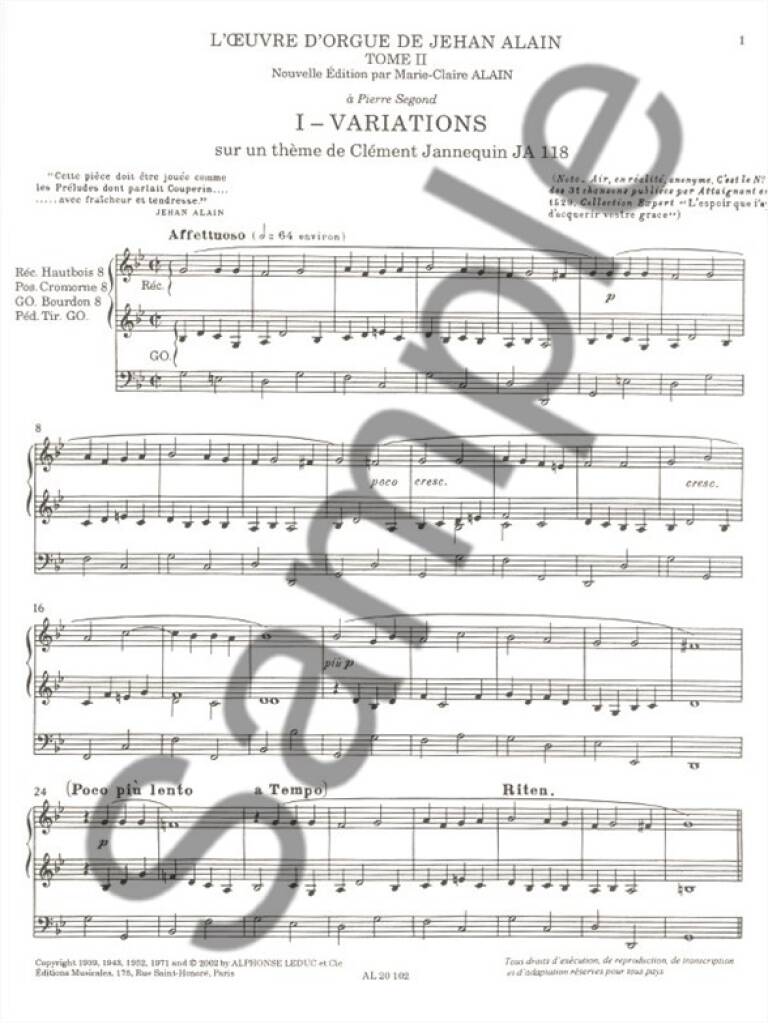 Alain: L'oeuvre D'orgue - Tome 2