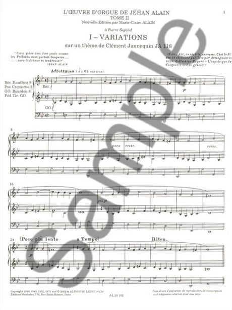 Alain: L'oeuvre D'orgue - Tome 2
