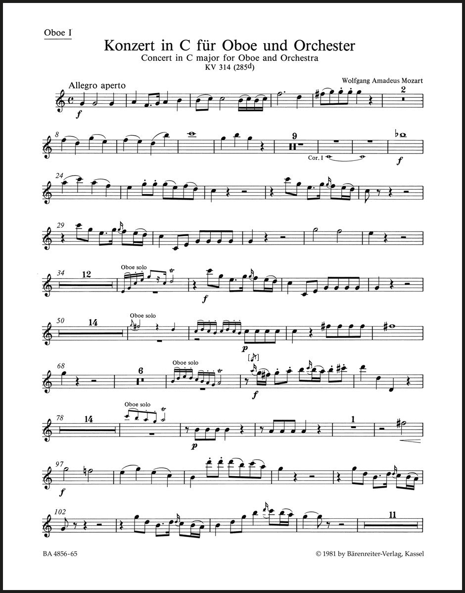 Mozart: Oboe Concerto in C Major, K. 314 (285d) – Ficks Music