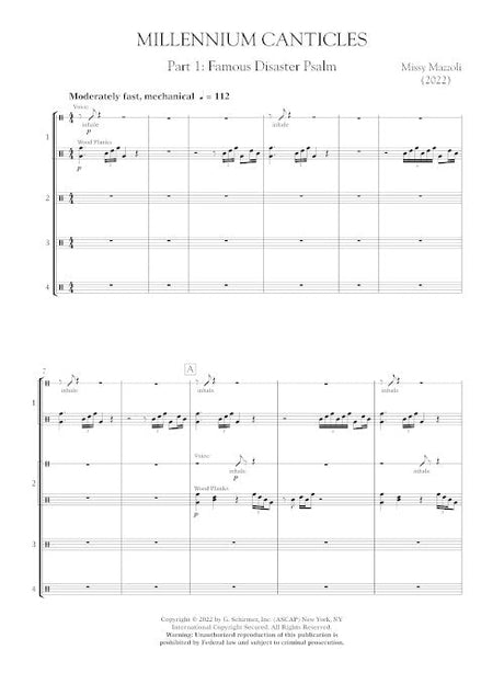 Mazzoli: Millennium Canticles (for percussion quartet)