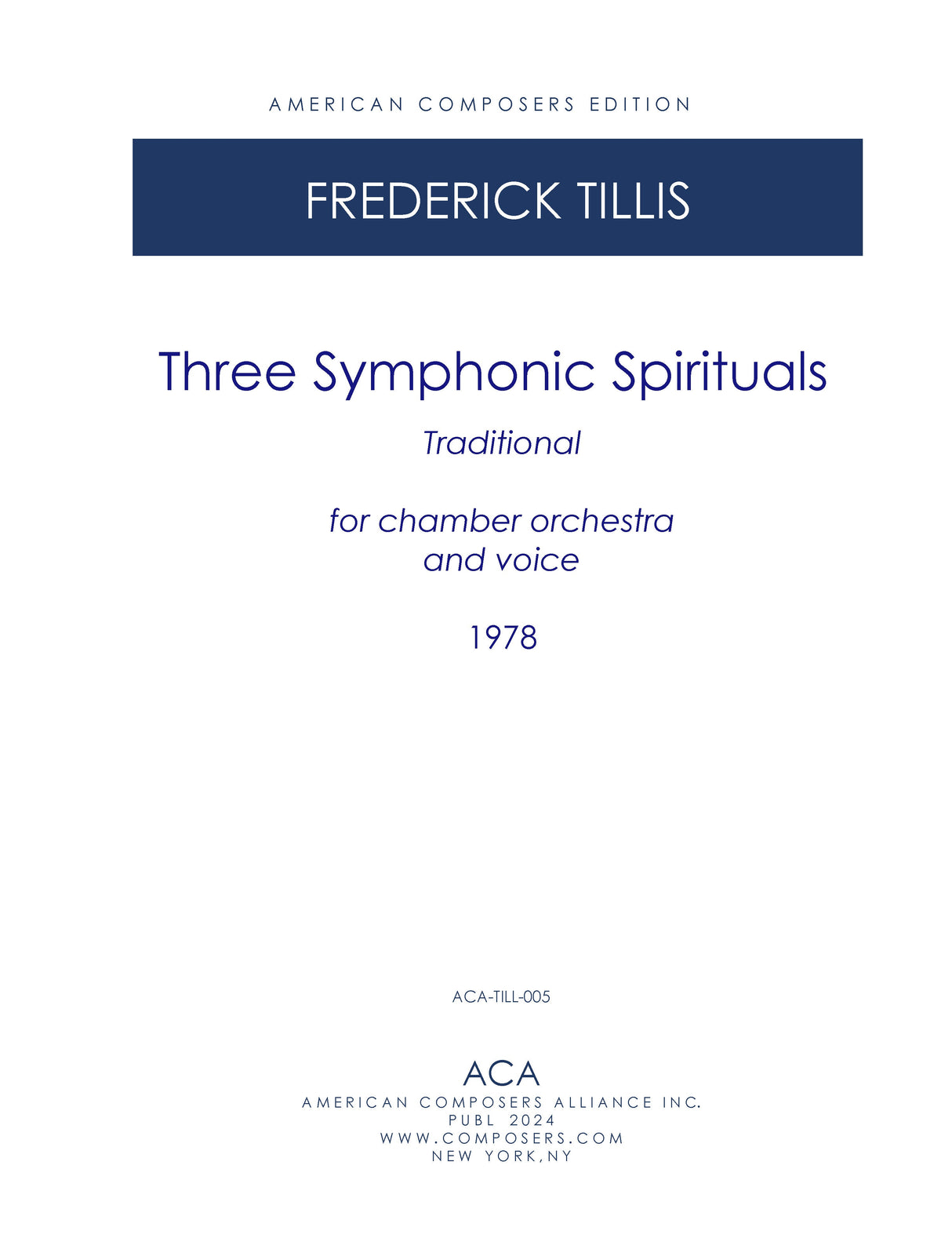 Tillis: Three Symphonic Spirituals
