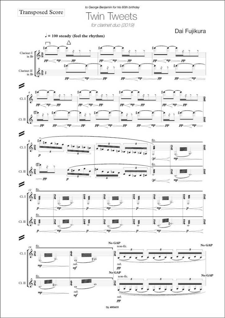 Fujikura: Twin Tweets – Ficks Music