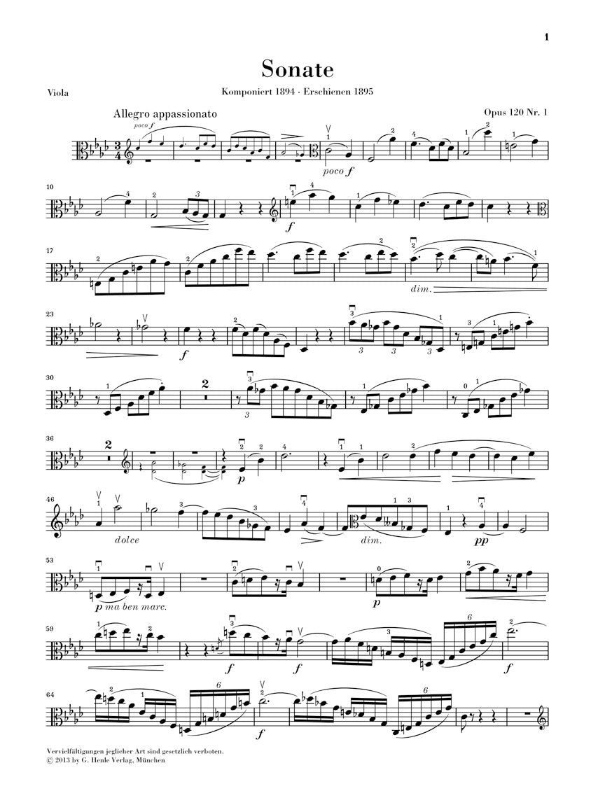 Brahms: Sonatas, Op. 120 (Version for Viola) – Ficks Music