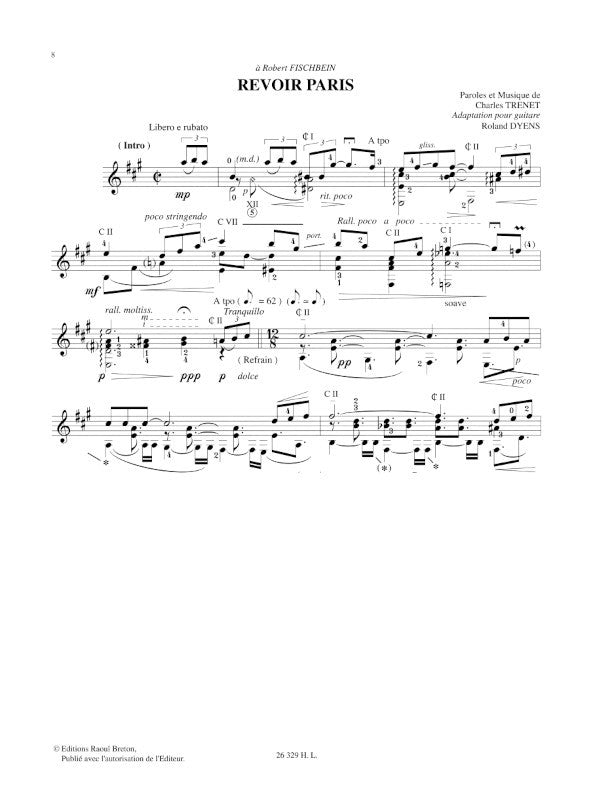 Sheet music composed by Roland Dyens (1955-2016) – Ficks Music