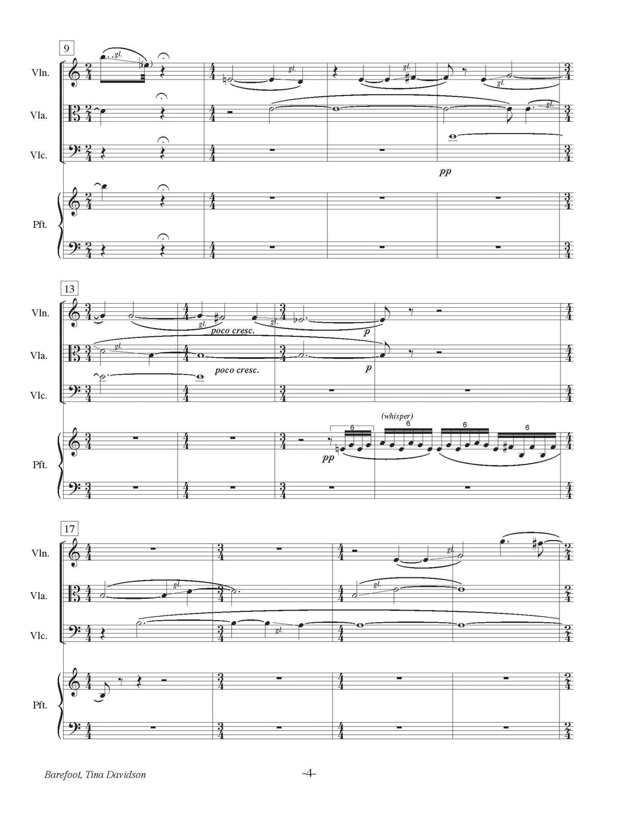 Davidson: Barefoot (Version for Piano Quartet)